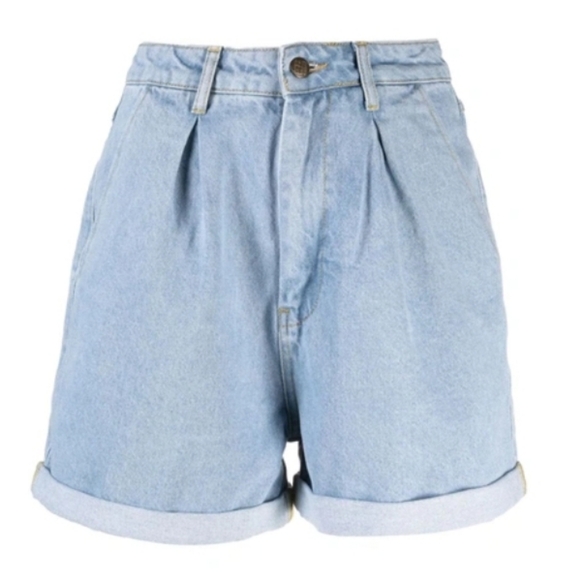 ROTATE By Birger Christensen High Rise Light Blue Denim Shorts - Picture 1 of 15